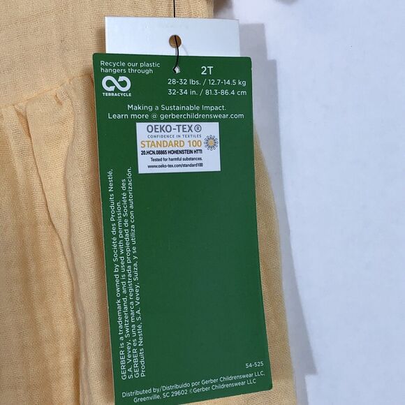 Yellow Modern Moments by Gerber Baby Girl Romper 3T Cotton New Overalls - Picture 9 of 11